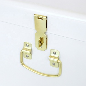 White Large Metal Trunk Decorative <strong>Storage</strong> Iron Box Keepsake Trunk College Dorm <strong>Chest</strong> <strong>with</strong> Gold Handle - Product Image 4