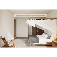 Conception moderne de chambre principale avec dressing intégré et aménagement intérieur de salon pour maison résidentielle
