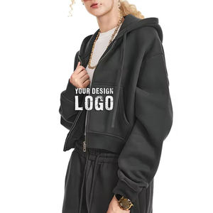 Cardigan vintage à couleur unie décontracté de rue, fermeture éclair, sweat-shirts pour femmes, sweat-shirts courts de haute qualité, épais, style Spicy Girl - Product Image 6