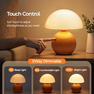 High-End Cream Ins Vintage Bedside Lamp for Bedroom Modern Style Mushroom Table Ceramic Decorative <b>Night</b> <b>Light</b> for Study Room - Product Image 5