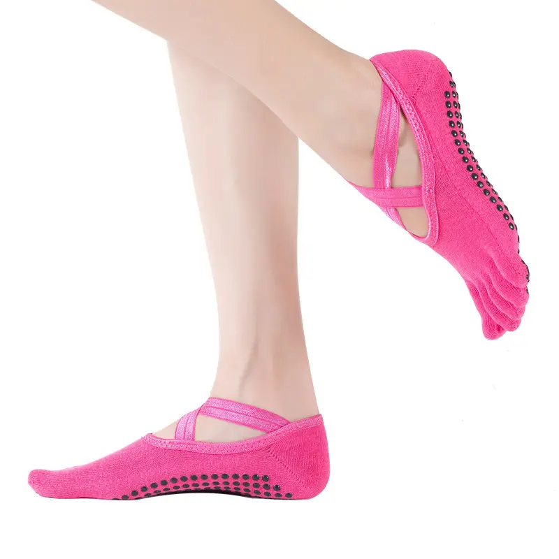 5 Toe Yoga Socks For Women Anti-Slippery Bandage Breathable Pilates Ballet Dance Socks Casual Backless Sports Fitness Socks