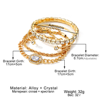 Vente Chaude Bracelet Jonc Vintage Plaqué Or avec Diamants Carrés, Set de Bracelets Ajustables pour Femmes, Bijoux en Or Poli Brillant