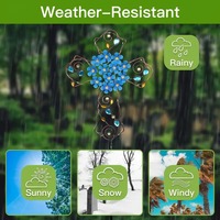Décoration de jardin en forme de croix en métal avec éclairage LED solaire blanc chaud, alimentée par batterie, résistante à l'eau, angle de faisceau de 360 degrés pour la tombe ou le monument