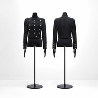 Veste Courte Militaire en Faux Daim pour Femme, Col Montant, Double Boutonnage, Boutons Décoratifs Métalliques, Manches Longues, Couleur Unie, Vente en Gros