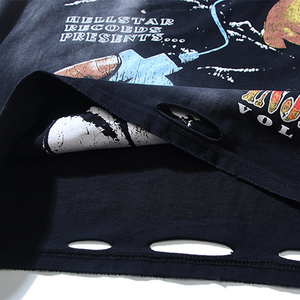 <span class=keywords><strong>T</strong></span>-shirt homme personnalisé, streetwear, imprimé, coupe ample, 100% coton, unisexe, vintage, effet délavé - Product Image 5