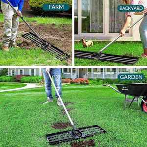 Outil de nivellement de pelouse galvanisé à hauteur réglable, manche en métal, râteau de golf pour prairies - Product Image 2