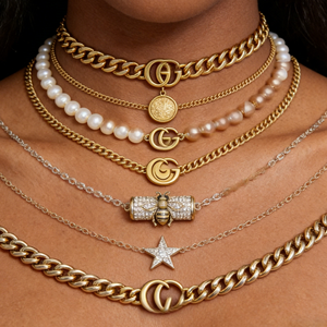 Nuova Collana Vintage Classica di Moda G, Placcata in Ottone Dorato, Collana Lussuosa ed Elegante, Gioielli GG Designer all'Ingrosso - Product Image 1