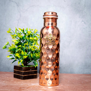 Botella de Agua Deportiva de Cobre 100% Indio, Ecológica, con Tapa, para Beber Directamente, Ideal para Deportes y Viajes, Hecha en India - Product Image 1