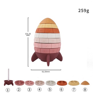 ベビーシリコンおもちゃ早期教育プレイ幼児スタッキングトイロケットタワーゲームブロックベビーおもちゃ - Product Image 5