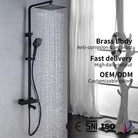 Ensemble de douche mural thermostatique en laiton au design moderne, avec fonction cascade et pluie, mitigeur eau chaude et froide et fonction pause