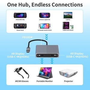 สถานีเชื่อมต่อ USB-C VR แบบ 3 ใน 1 พร้อมเอาต์พุตวิดีโอคู่ 4K 60Hz ฮับชาร์จเร็ว 100W PD สำหรับชุดหูฟัง VR - Product Image 6