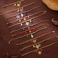 Bracelet chaîne en coquillage en forme de cœur soleil pour femme, plaqué or, tissé à la main, coloré, de haute qualité et tendance