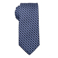 Cravate décontractée pour jeunes en microfibre anti-boulochage, bleu foncé, brodée de fleurs et rayée, idéale pour mariage et cadeau