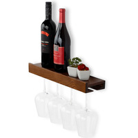 Bonne qualité noyer bois mural en bois vin boisson présentoir décoration verre à vin porte-bouteilles