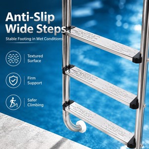 Échelle de <span class=keywords><strong>piscine</strong></span> en acier inoxydable 304/316 résistante à la corrosion, marches antidérapantes personnalisées, garde-corps de sécurité pour piscines enterrées - Vente en gros - Product Image 2