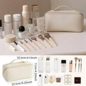 Trousse de toilette de voyage étanche avec logo personnalisé trousse de maquillage grande capacité en cuir PU - Product Image 2