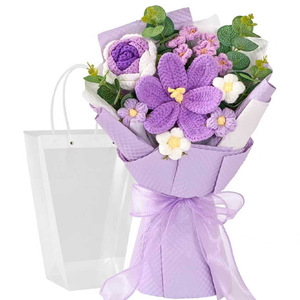 Bouquets de fleurs éternelles tissées à la main en fil de laine, cadeaux finis, décorations pour la Saint-Valentin, bouquet pour maman, cadeaux pour la fête des mères - Product Image 2