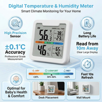 Hygromètre numérique à écran LCD Thermomètre d'humidité et de température intérieur et extérieur Thermohygromètre numérique magnétique