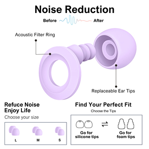 Bouchons d'oreilles Quiet 2 avec filtre, embouts en mousse à mémoire de forme, anti-bruit, pour festivals et sommeil, insonorisants - Product Image 5