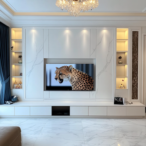Moderno centro di intrattenimento TV Cabinet per 80 "TV doppio supporto di memorizzazione Console da tavolo con Drop Down porta per <span class=keywords><strong>soggiorno</strong></span> - Product Image 6