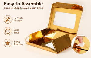 Caja de Cartón Metálica Dorada de Lujo con Ventana Transparente para Cosméticos, Regalos, Alimentos y Regalos con Ventana - Product Image 5