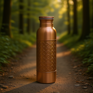 Bouteille en cuivre antique courbée martelée 1000 ml, bouteille d'eau de sport - Product Image 3
