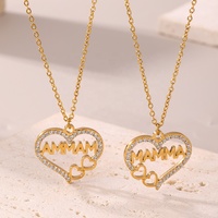 2024 à la mode polyvalent ensemble de bijoux en acier inoxydable plaqué or maman amour Zircon lettre clavicule collier Bracelet pour les femmes