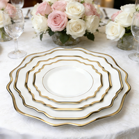 Assiette de présentation festonnée à bordure dorée luxueuse, 33 cm, motif tournesol, assiette décorative en forme de fleur