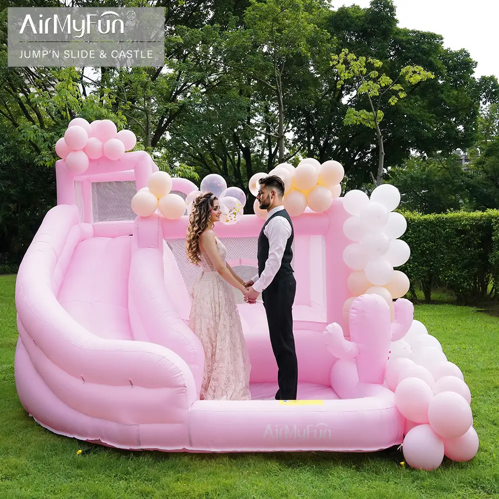 Pink Bounce House Kids Inflatable Bounce House Jumping Castle For Kids Pastel Bounce House Inflatable Wedding Bouncer For Sale