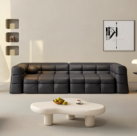 Ensemble de canapés en cuir au design moderne et écologique, avec dossier rembourré en éponge carrée type guimauve, pieds en acier inoxydable, pour usage hôtelier