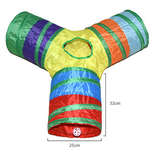 Rareweペット製品2025年デザイナー猫トンネルおもちゃ虹猫チューブおもちゃ吊りベルボール折りたたみ可能猫トンネル - Product Image 4