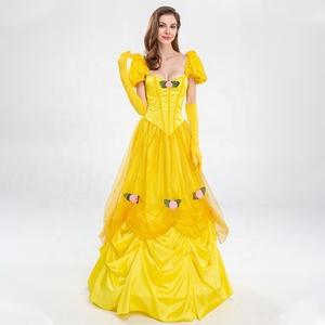 Robe de princesse <span class=keywords><strong>Belle</strong></span> La <span class=keywords><strong>Belle</strong></span> et la Bête pour filles, jaune, style gâteau, pour Noël, costume de scène - Product Image 5