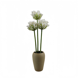 Elegante Flor Artificial Realista de Agapanthus <span class=keywords><strong>Africanus</strong></span> Hecha a Mano, en Maceta de Cerámica Colorida, para Hogar, Bodas, Fiestas, Graduaciones, Navidad - Product Image 4