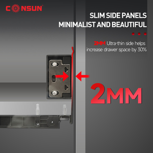 Mở Rộng Đầy Đủ Phần Cứng Tủ Bếp Slim Cưỡi Ngăn Kéo Trượt Hộp Đường Sắt Kênh Kính Thiên Văn Mềm Đóng <span class=keywords><strong>Slide</strong></span> Ngăn Kéo Hộp - Product Image 5