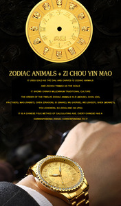 Oferta Limitada: Reloj de Cuarzo para Hombre Binbond S777 con Esfera de Dragón y Fénix Chapada en Oro, Doce Signos del Zodiaco, Resistente al Agua - Product Image 3
