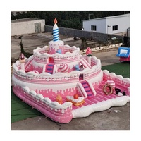 Maison de rebond de gâteau d'anniversaire gonflable Combo toboggan sec gonflable de qualité commerciale pour entreprise de location