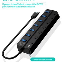 Hub USB 3.0 à 7 ports, adaptateur USB, hub USB 5 Gbps avec interrupteur pour ordinateur portable, souris, clavier, imprimante, clé USB, disque dur mobile