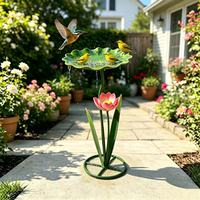 Bains pour oiseaux en métal résistants aux intempéries et imperméables en forme d'animaux avec piquet métallique pour la décoration de jardin extérieur, cour et pelouse