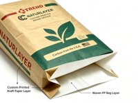 Sac composite papier-plastique multicouche laminé sur mesure pour barrière d'humidité, destiné aux matières premières d'engrais microbien