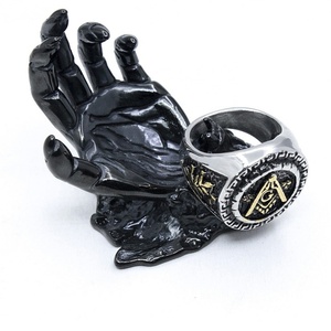 Anillo Masónico de Acero Inoxidable 316L, Altamente Pulido, Chapado en Oro de 18K, Precio de Fábrica al por Mayor - Product Image 6