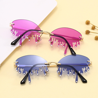 Superhot Eyewear 44600 Lunettes à bouclier larme sans monture avec strass dégoulinant de feu