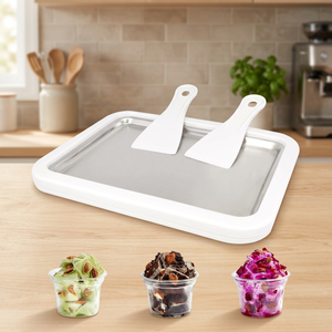 Eco-Friendly Bamboo Manual Stainless Steel Instant Rolled Ice <b>Cream</b> <b>Maker</b> with 4 Bowls Cold Plate for Frozen Yogurt - Product Image 3