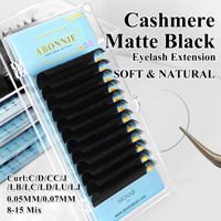 Abonnie 007 d CCself Fanning Individual Lashes Root Bonded Cashmere Matte Black Lash Trays Fluffy Velvet Lash Extensions Trays