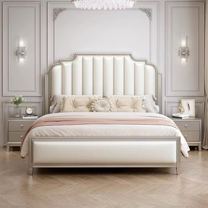 Cabecera Tapizada en Cuero con Marco de Madera Sólida, Diseño Europeo, Tamaño King, con Adornos de Tachuelas, Cama Duradera y Ecológica - Product Image 3