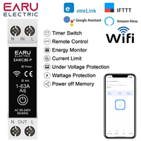 EWeLink Disjoncteur intelligent WiFi 1P + N 63A Minuterie Relais Commutateur Mesure de l'énergie Tension Courant Protecteur Télécommande EAWCBE-P