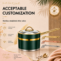 Ensemble de casseroles de luxe vert 11 pièces en acier inoxydable avec accents dorés - Pots polyvalents résistants au four et au lave-vaisselle pour la maison et la restauration