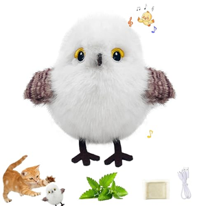 Nouveaux jouets interactifs pour chats d'intérieur : Jouet oiseau flottant avec son d'oiseau chiaquant, jouets interactifs oiseau flottant pour chats - Product Image 1