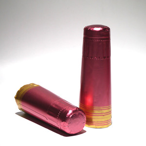 Capsules de champagne en aluminium doré avec logo personnalisé en relief, réutilisables, pour bouteilles de vin mousseux, avec ligne de déchirement, thermorétractables - Product Image 4