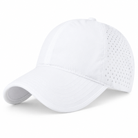 Casquettes de baseball personnalisées en nylon vierges à 6 panneaux, imperméables, avec boucle coulissante, dos extensible en maille perforée au laser