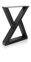 ALLCOS - Ensemble de 2 pieds de table basse et de banc en métal en forme de X, robustes, 16 pouces, couleur noire